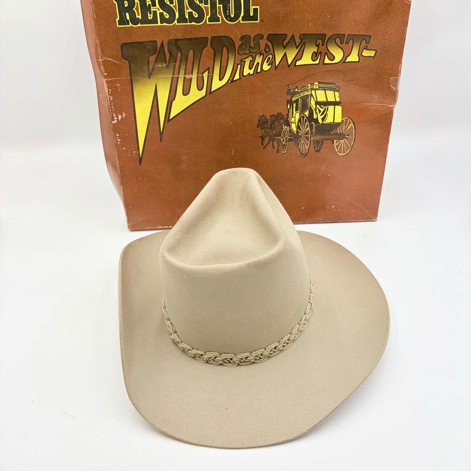 Resistol Stagecoach Cowboy Hat Wild as the West Felt Size 7 Beige w Box