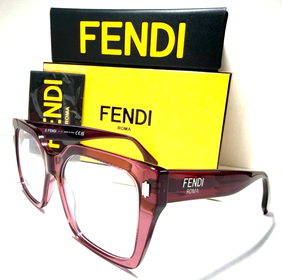 Fendi Eyeglasses Roma FE50085I 081 Crystal Violet /Gold Accents Authentic 53-16