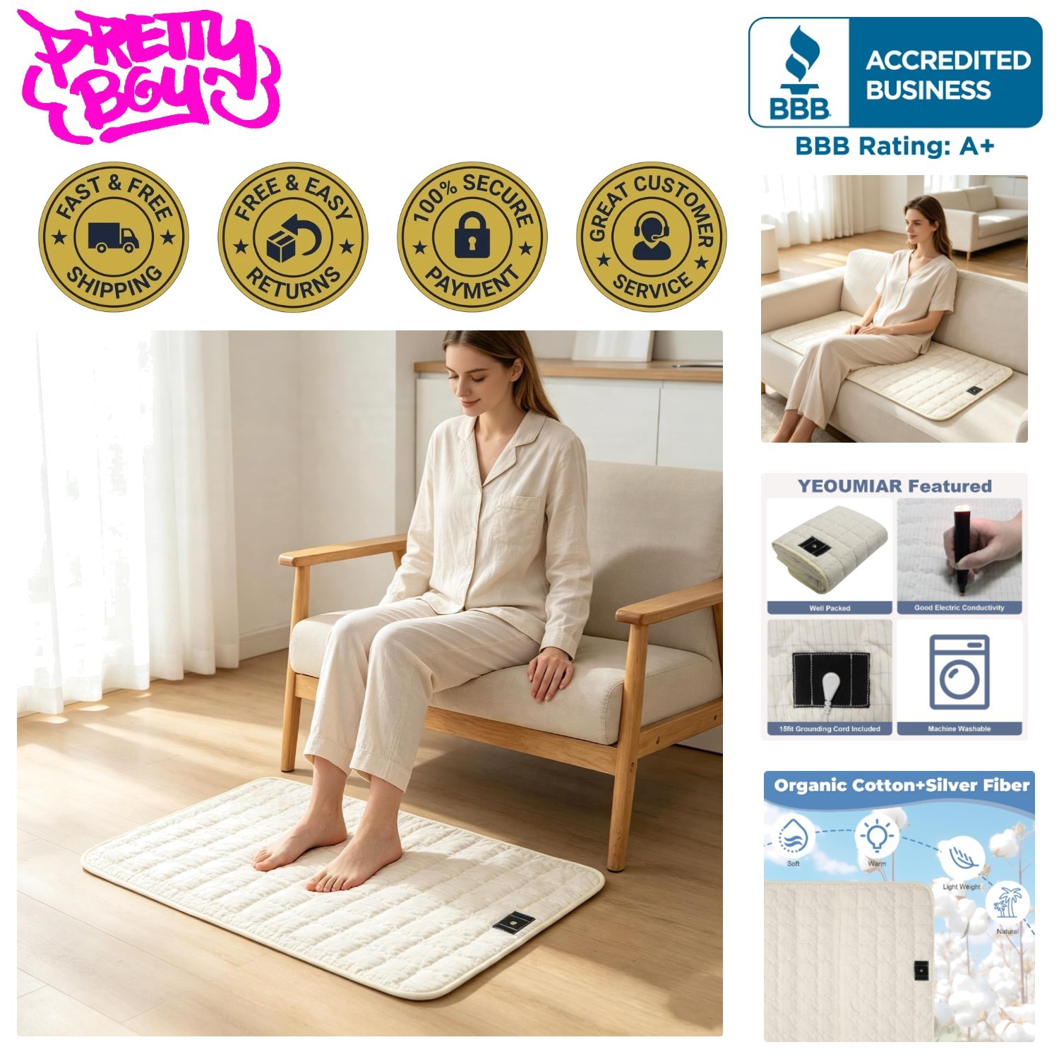Soft Organic Cotton Grounding Mat 24x35 Soft Organic Cotton Grounding Mat 24x35