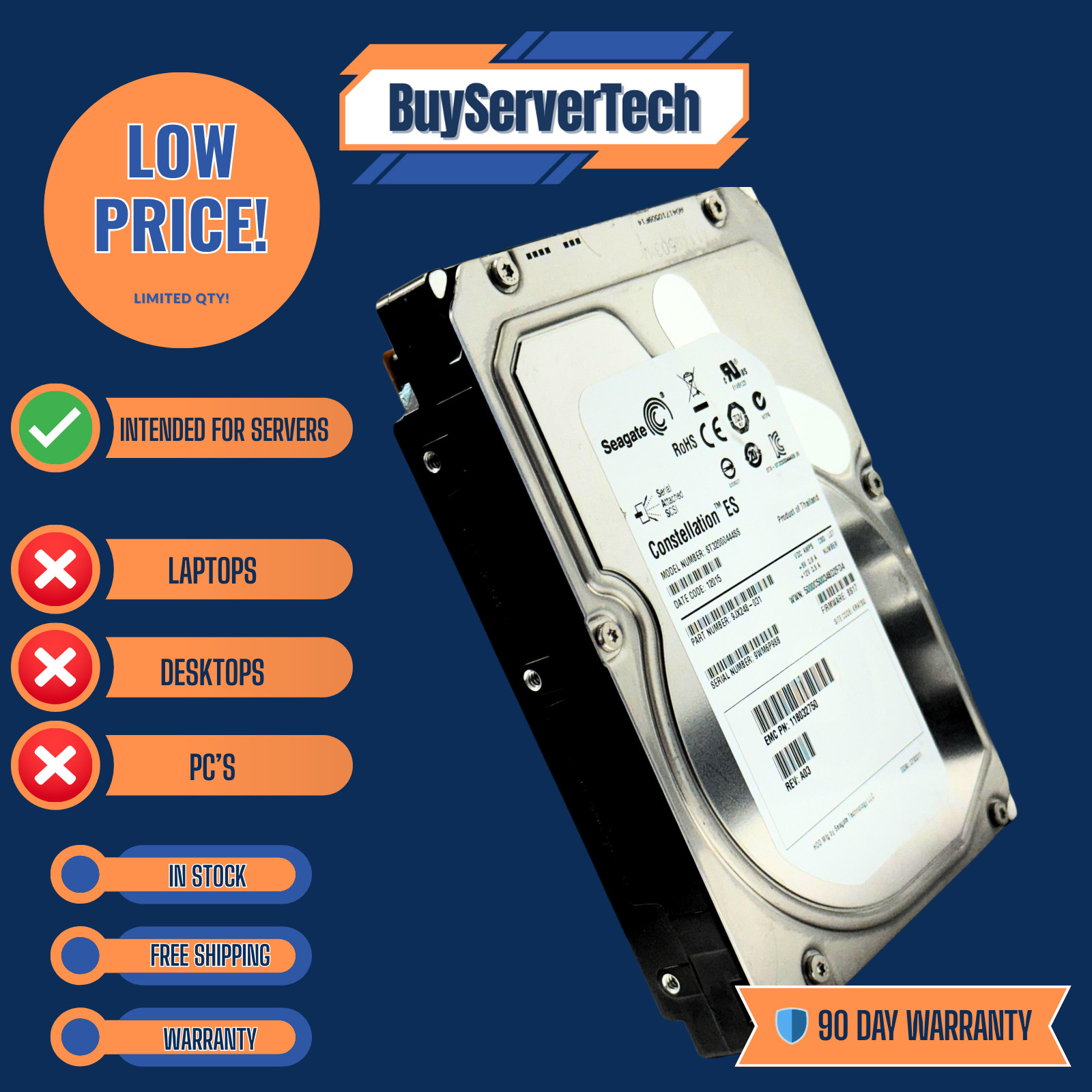 Seagate ST32000444SS 2TB 7200RPM 6Gb/s SAS 3.5