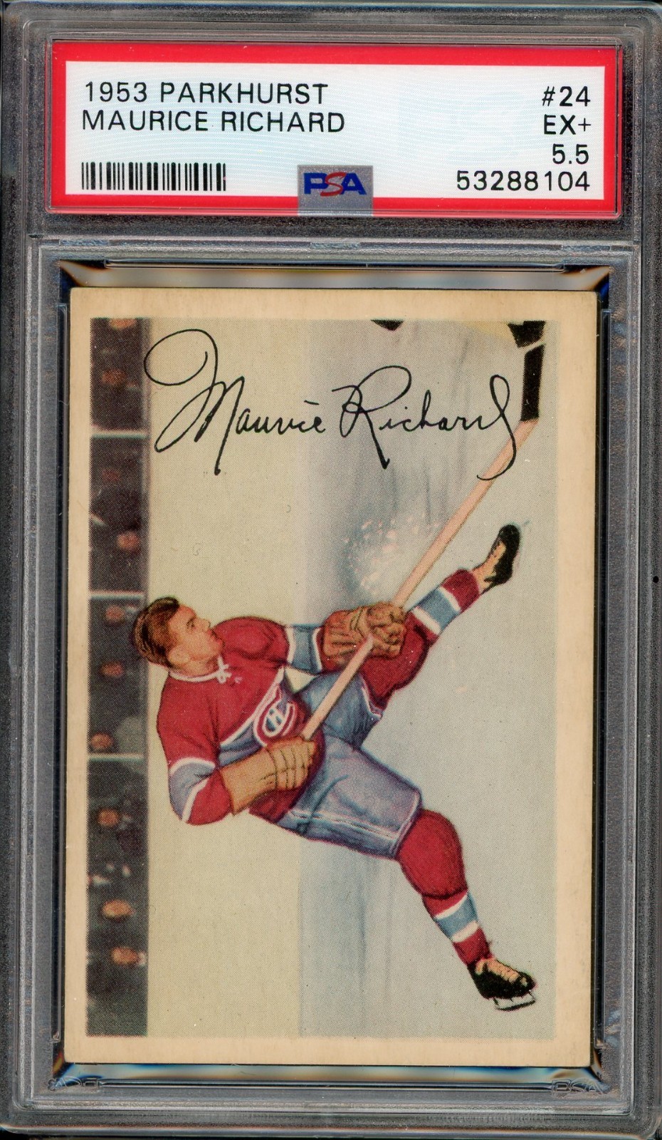 1953 Parkhurst Maurice Richard #24 PSA 5.5 Hall of Famer Vibrant Card