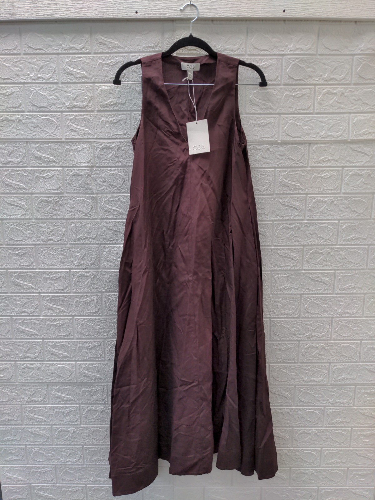 New COS A Line Linen Blend Maxi Dress Dark Red Sz 2 New COS A Line Linen Blend Maxi Dress Dark Red Sz 2