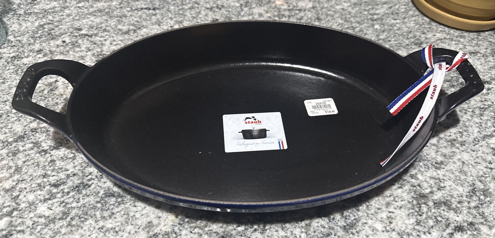 Staub Ceramic Oval Baking Roasting Dish 12.5” Long Dark Blue Extra Large