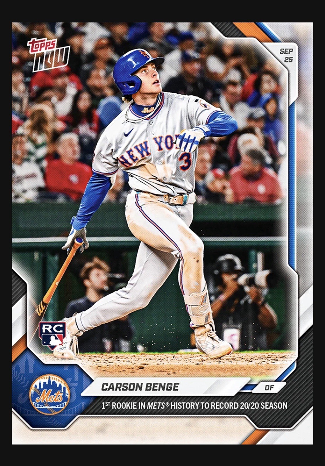 Carson Benge - 2026 MLB Topps NOW® - Card 725 Presale NEW YORK METS Carson Benge - 2026 MLB Topps NOW® - Card 725 Presale NEW YORK METS