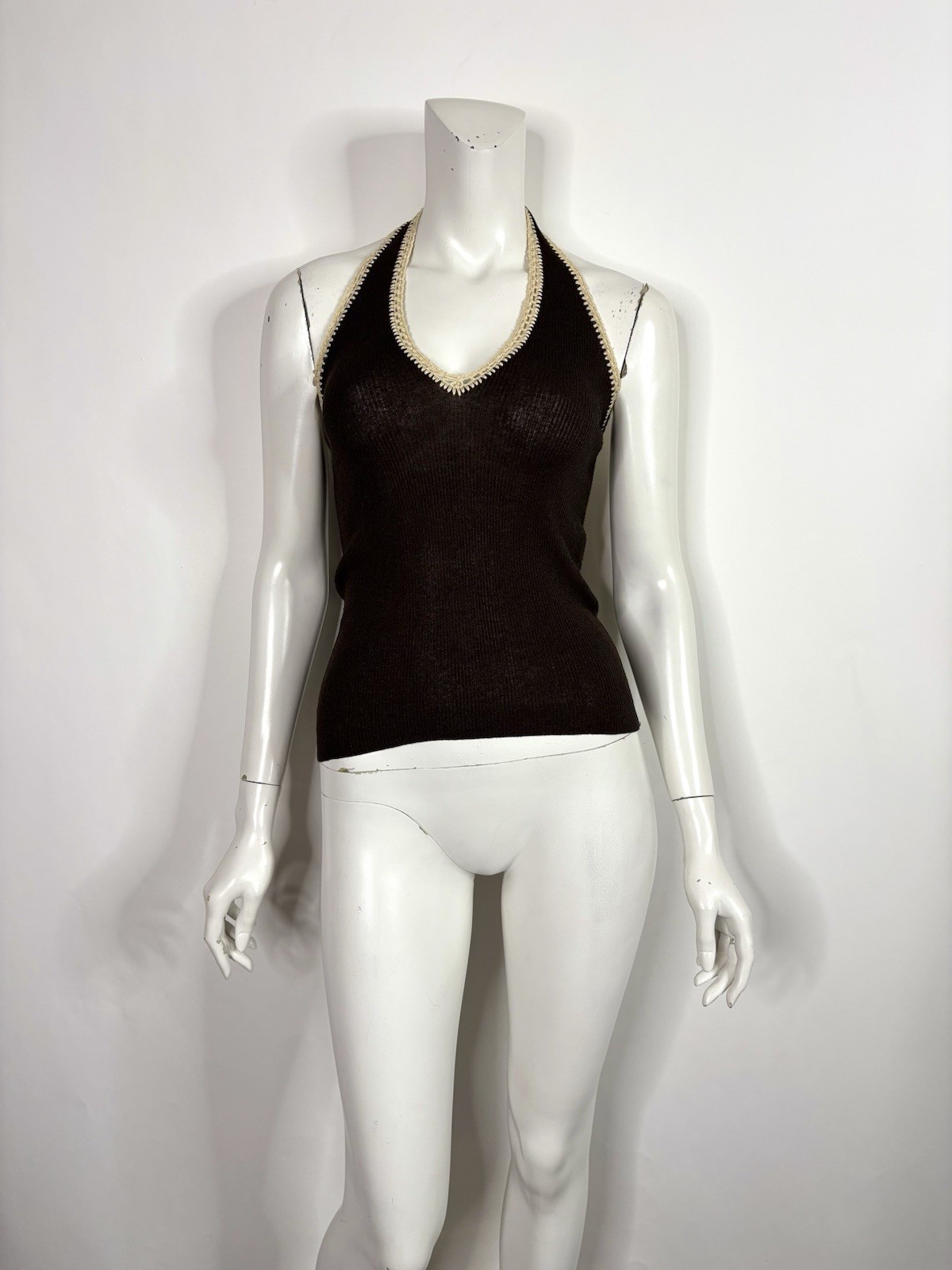 Vtg Dolce & Gabbana SS2005 Brown Knit Halter Top S 40 Vtg Dolce & Gabbana SS2005 Brown Knit Halter Top S 40