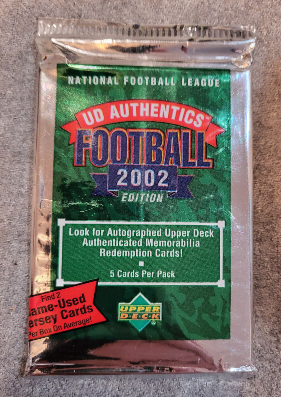 2002 UD Authentics Football 5 Card Hobby Pack - Full  Checklist shown in lot