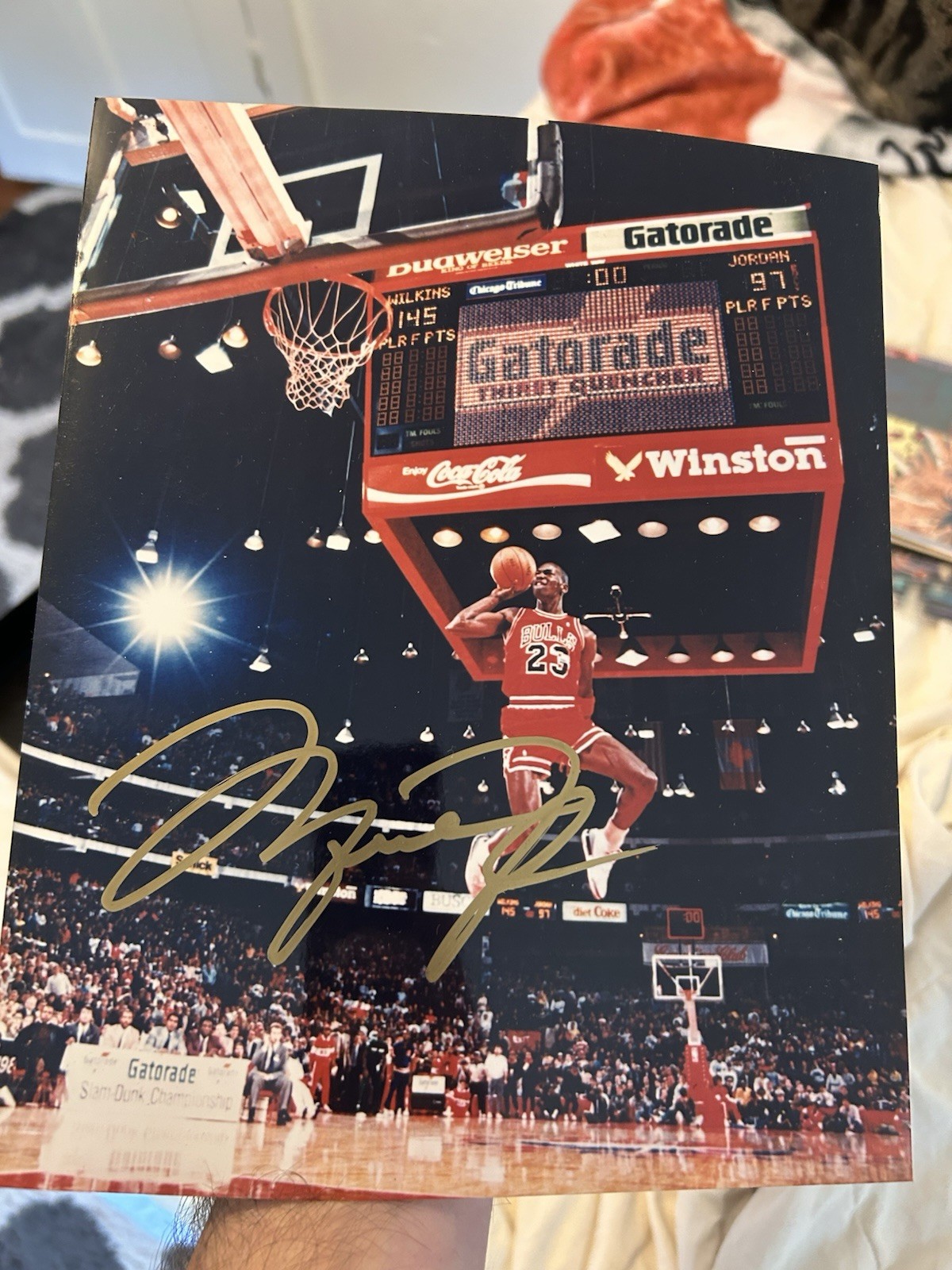 Michael Jordan Framed Signed Epic Slam Dunk Photo Michael Jordan Framed Signed Epic Slam Dunk Photo