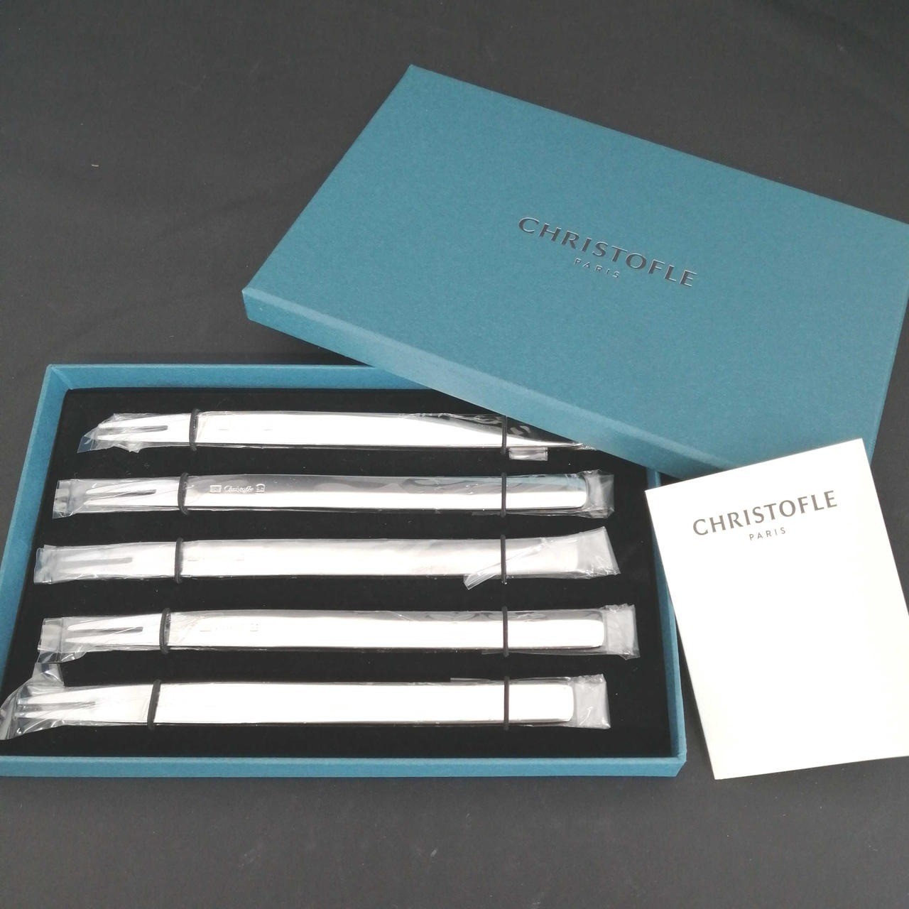 Authentic Christofle 5-piece fork set Silver Logo Tableware Kitchenware