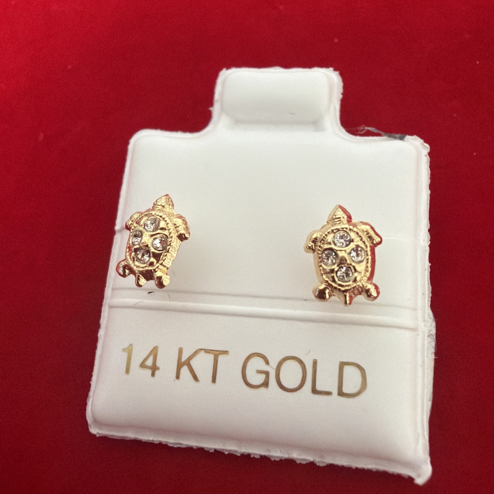 Turtle shaped 14K Gold  Baby Earrings with Secure Screw Ball Backs