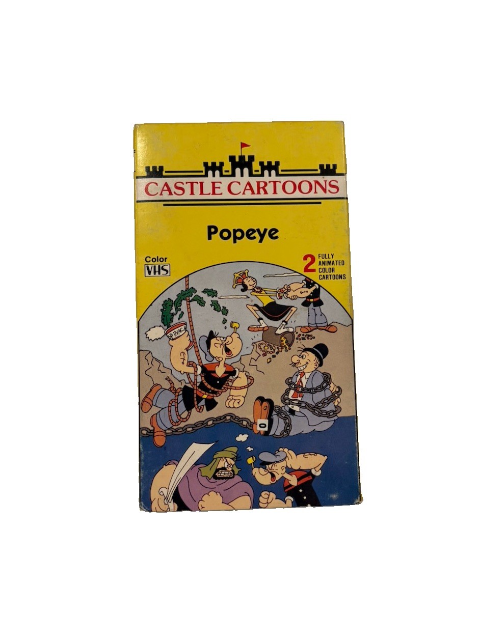 VTG 1986 Castle Cartoons Popeye VHS Video Tape Animated Cartoon w/ Sleeve