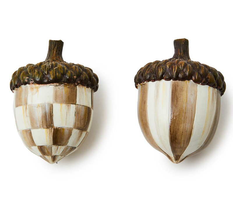 Mackenzie-Childs Mocha Check Acorns, Set of 2 Mackenzie-Childs Mocha Check Acorns, Set of 2