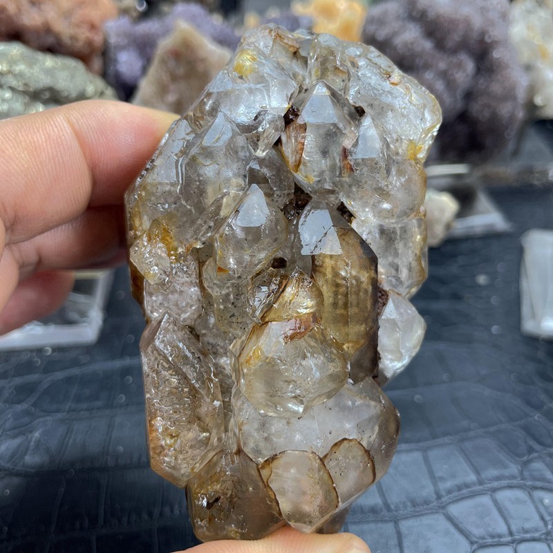 WOW！！！Rare TOP Natural Clear Herkimer diamond skeleton Crystal specimen 263g