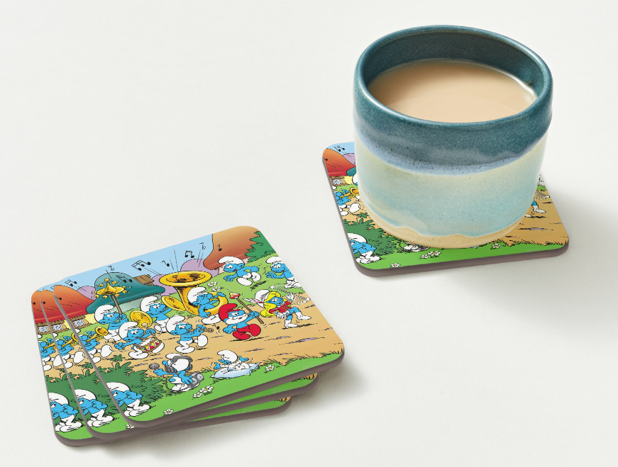 The Smurfs Coasters Set of 4 4x4 in Neoprene Smurf's Summer Vintage Styled