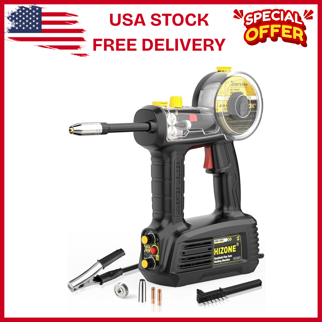 Hand Held MIG Welder Machine 110V, HIZONE 100A Flux Core Portable Welding Mac... Hand Held MIG Welder Machine 110V, HIZONE 100A Flux Core Portable Welding Mac...