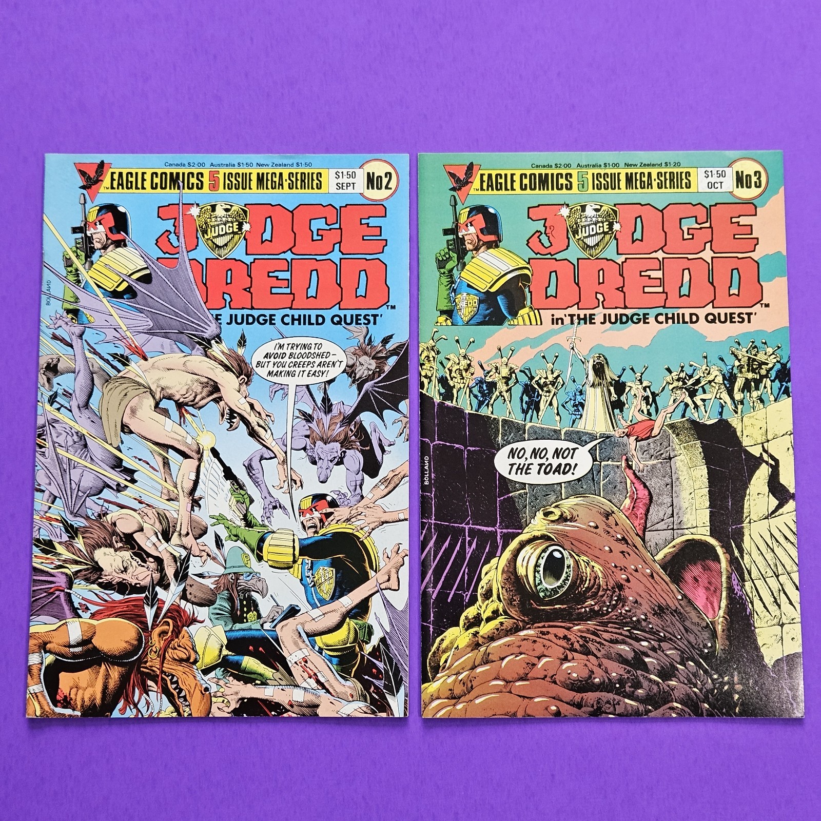 Vtg Lot Of 2 Judge Dredd The Judge Child Quest #2 & #3 Eagle Comics 1984 VF+ 8.5 Vtg Lot Of 2 Judge Dredd The Judge Child Quest #2 & #3 Eagle Comics 1984 VF+ 8.5