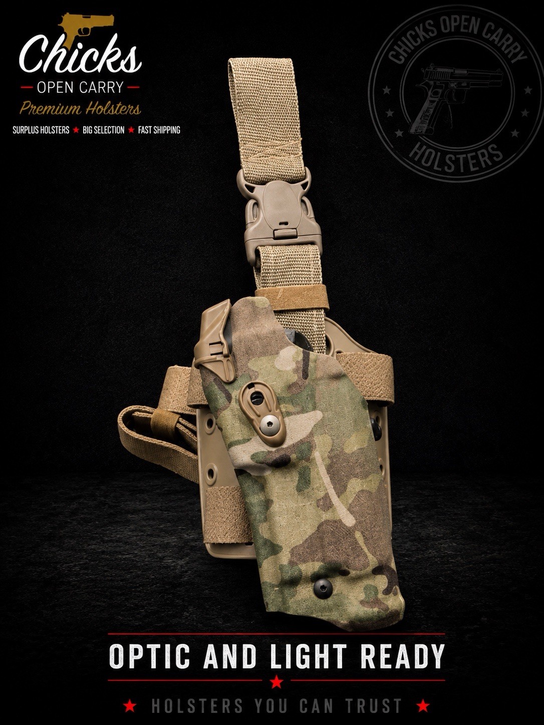 Safariland 6005rds Glock 19/ 45 Level 1 Drop Leg Multicam 🔴 Red Dot & Light, LH