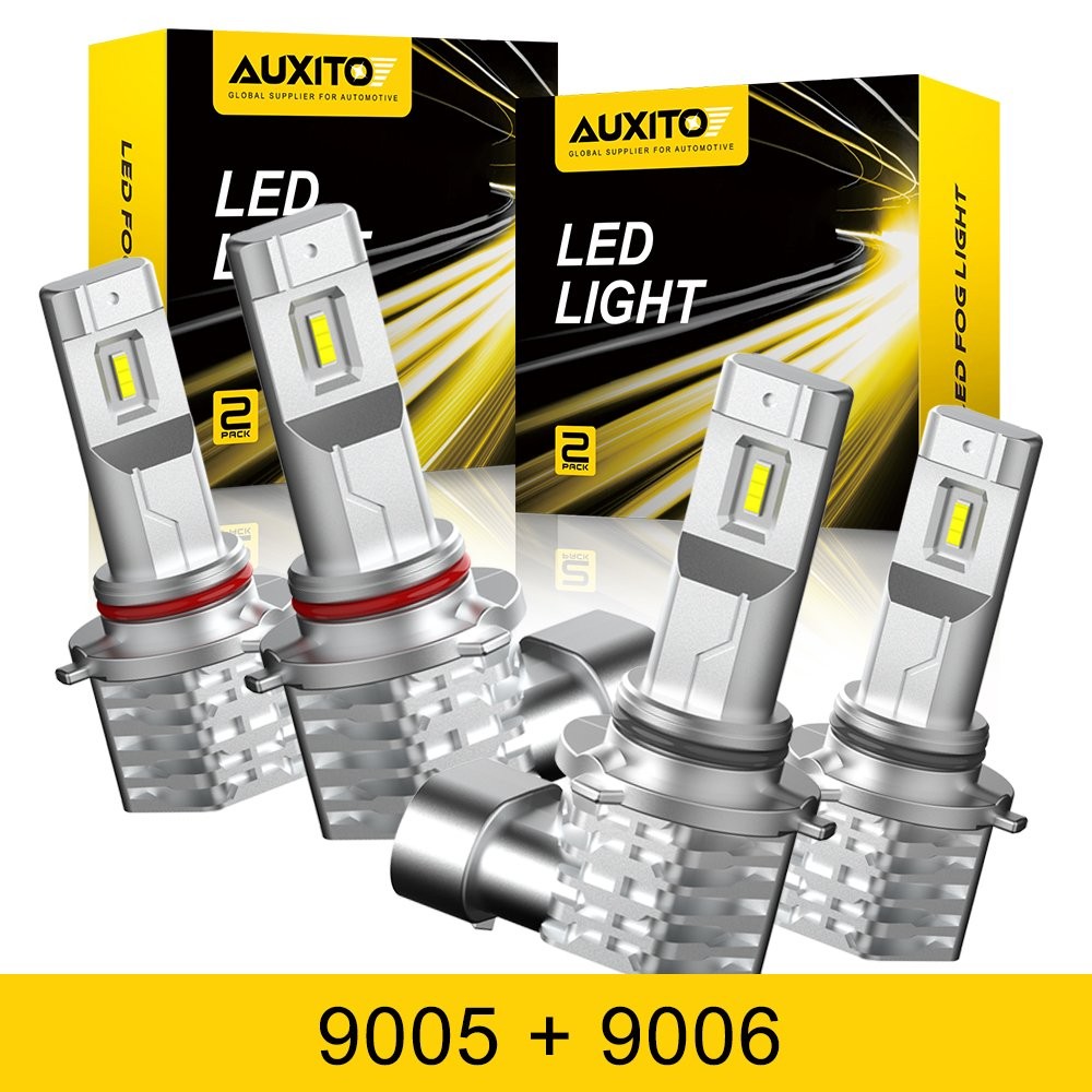 4x AUXITO 9005 9006 LED Combo Headlight Bulbs High Low Beam Kit Extremely White