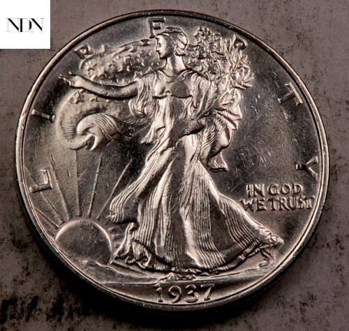 1937 Walking Liberty Half Dollar - Almost Uncirculated (AU) - 90% Silver 1937 Walking Liberty Half Dollar - Almost Uncirculated (AU) - 90% Silver