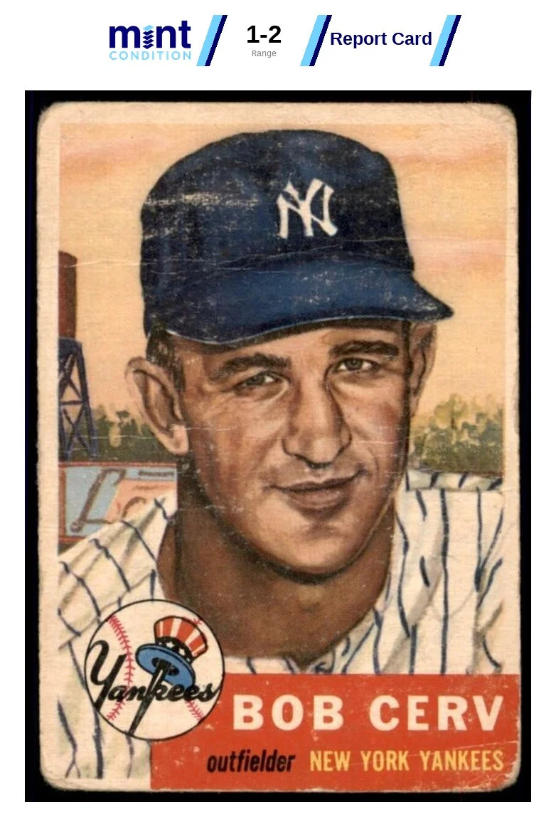 1953 TOPPS BOB CERV 210 GOOD MCG 2 RC BASEBALL NEW YORK YANKEES 1953 TOPPS BOB CERV 210 GOOD MCG 2 RC BASEBALL NEW YORK YANKEES