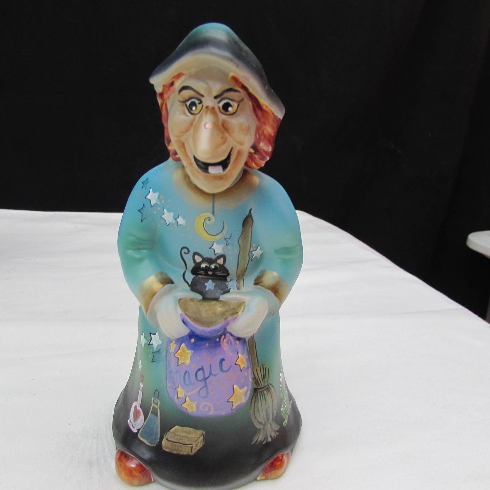 Fenton Opal Satin GSE Halloween Magic Hand Painted Witch LE 2018 M179 Fenton Opal Satin GSE Halloween Magic Hand Painted Witch LE 2018 M179