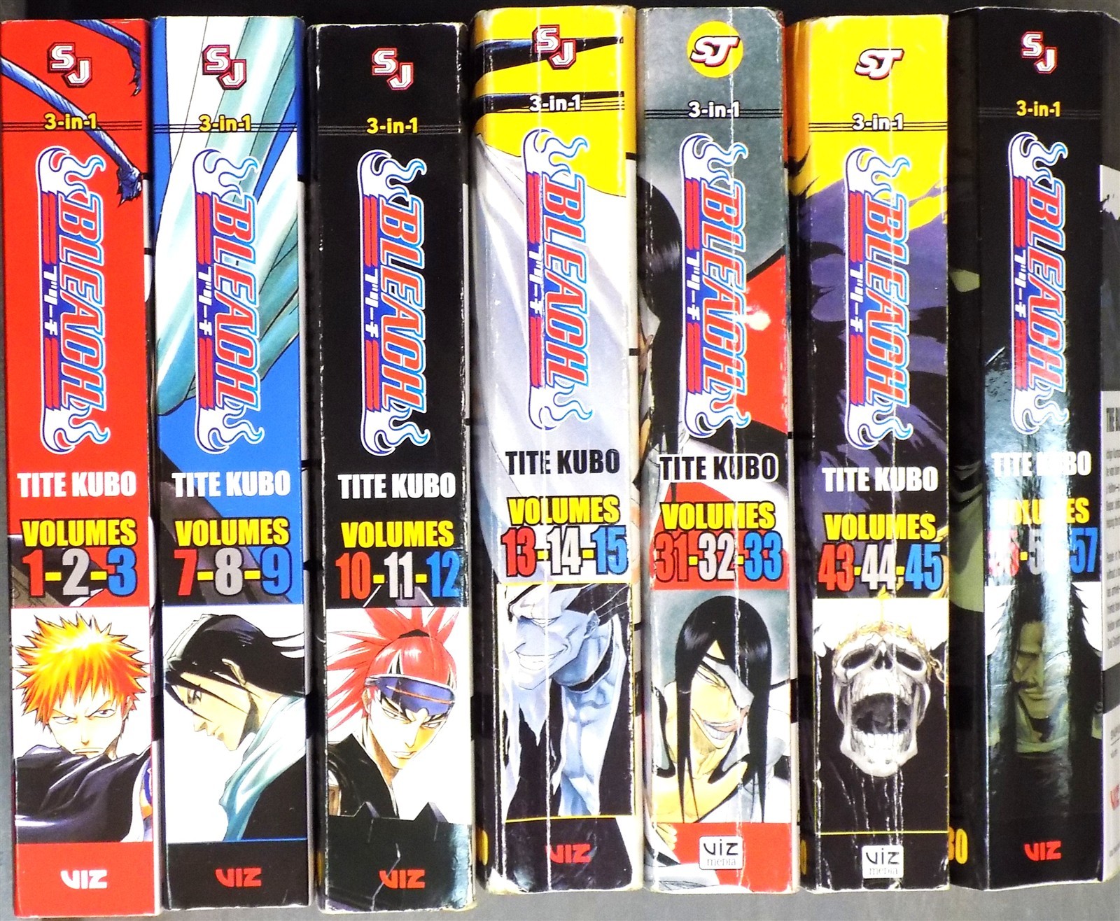 LOT OF 7 Bleach 3-In-1 #1, 3, 4, 5, 11, 15, 19 Viz Paperback
