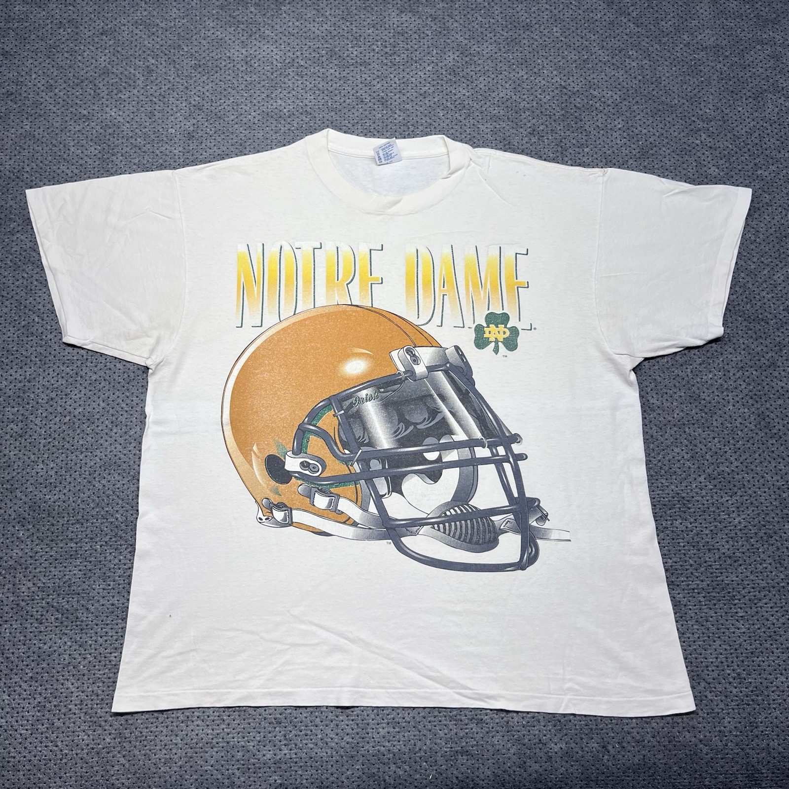 Vintage 1990S Notre Dame University Fighting Irish T-Shirt XL Rare Men’s White Vintage 1990S Notre Dame University Fighting Irish T-Shirt XL Rare Men’s White