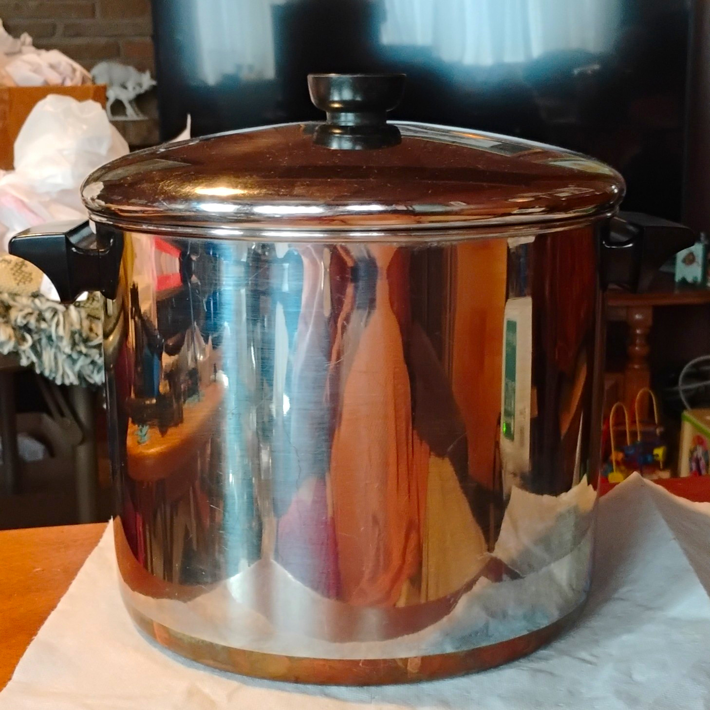 Revere Ware 8 Qt Stainless Steel Stockpot w/ Lid Double Handles 94e Revere Ware 8 Qt Stainless Steel Stockpot w/ Lid Double Handles 94e