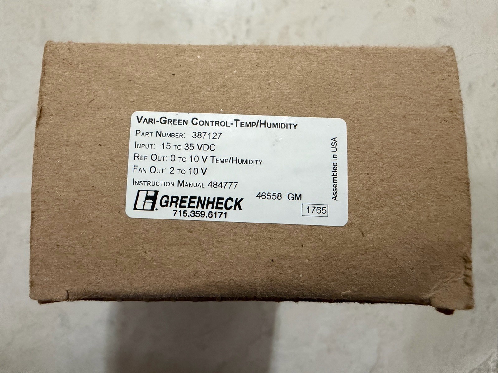 Greenheck 387127 Vari-Green Control Temp/Humidity NEW Greenheck 387127 Vari-Green Control Temp/Humidity NEW