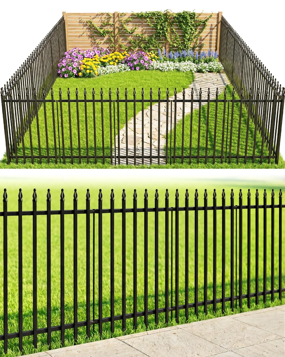 5 Panel Metal Garden Fence 32\