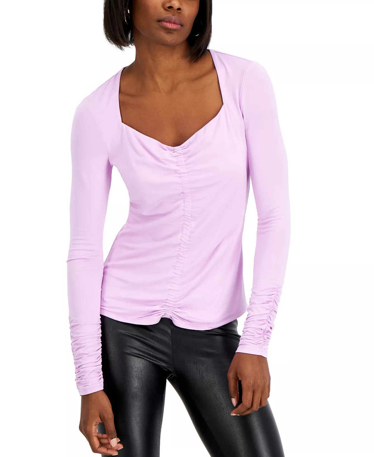 INC International Concepts Womens Size Medium Ruched-Front Top Lavender $49 603 INC International Concepts Womens Size Medium Ruched-Front Top Lavender $49 603