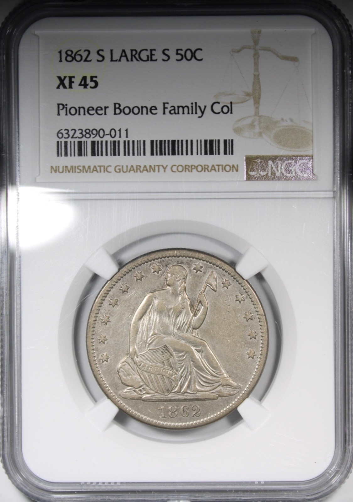 1862-S Seated Liberty Half Dollar NGC XF45 Circulated Civil War Date 50C 1862-S Seated Liberty Half Dollar NGC XF45 Circulated Civil War Date 50C