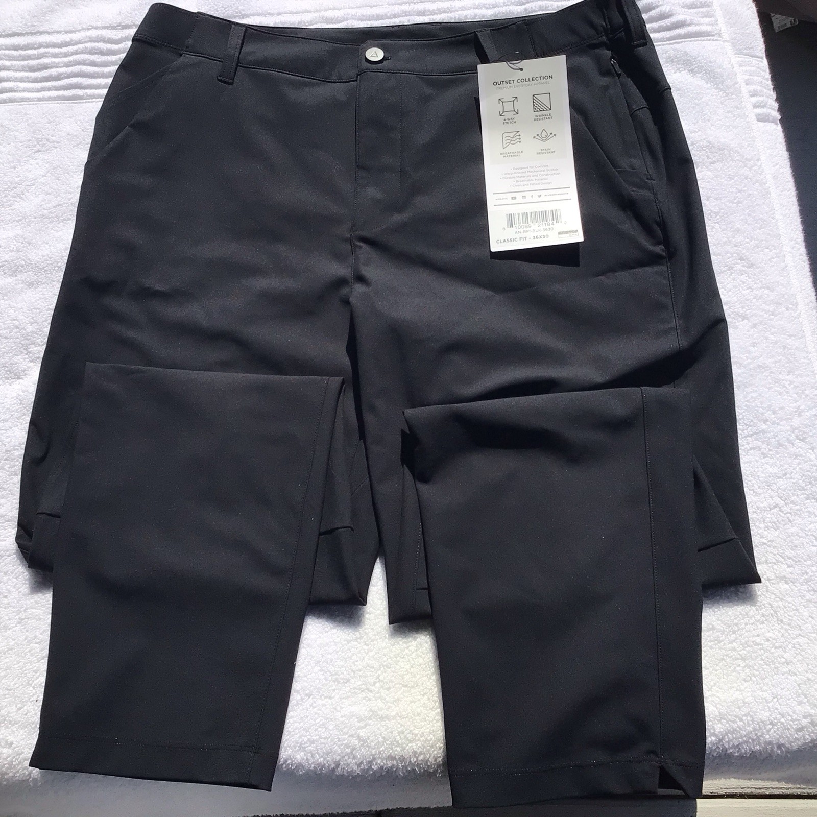Nomatic Outset Classic-Fit Pants Stretch Travel Commuter Black  Size 36x30 NWT