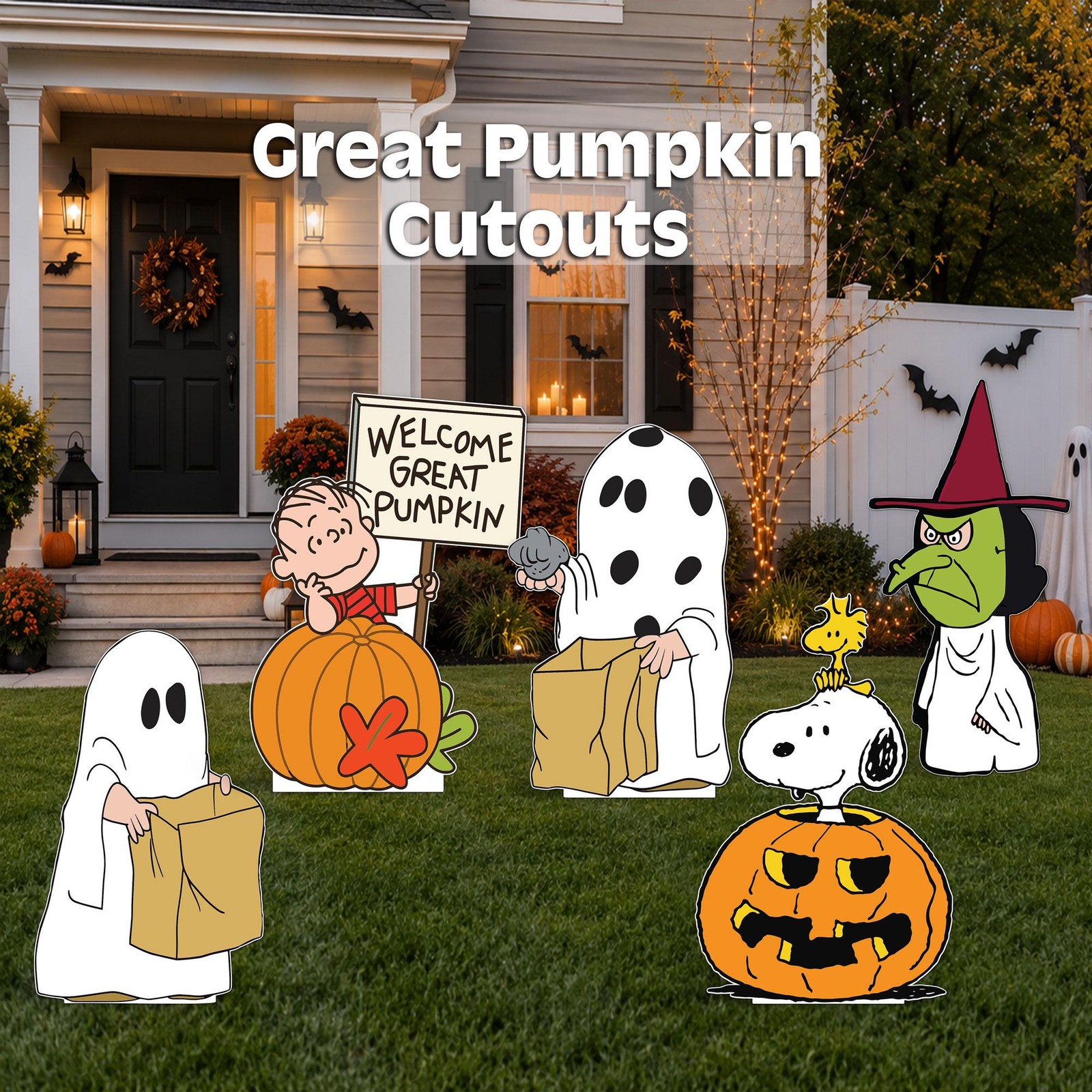 Peanuts halloween cutouts | snoopy, linus, woodstock yard signs | great pumpkin