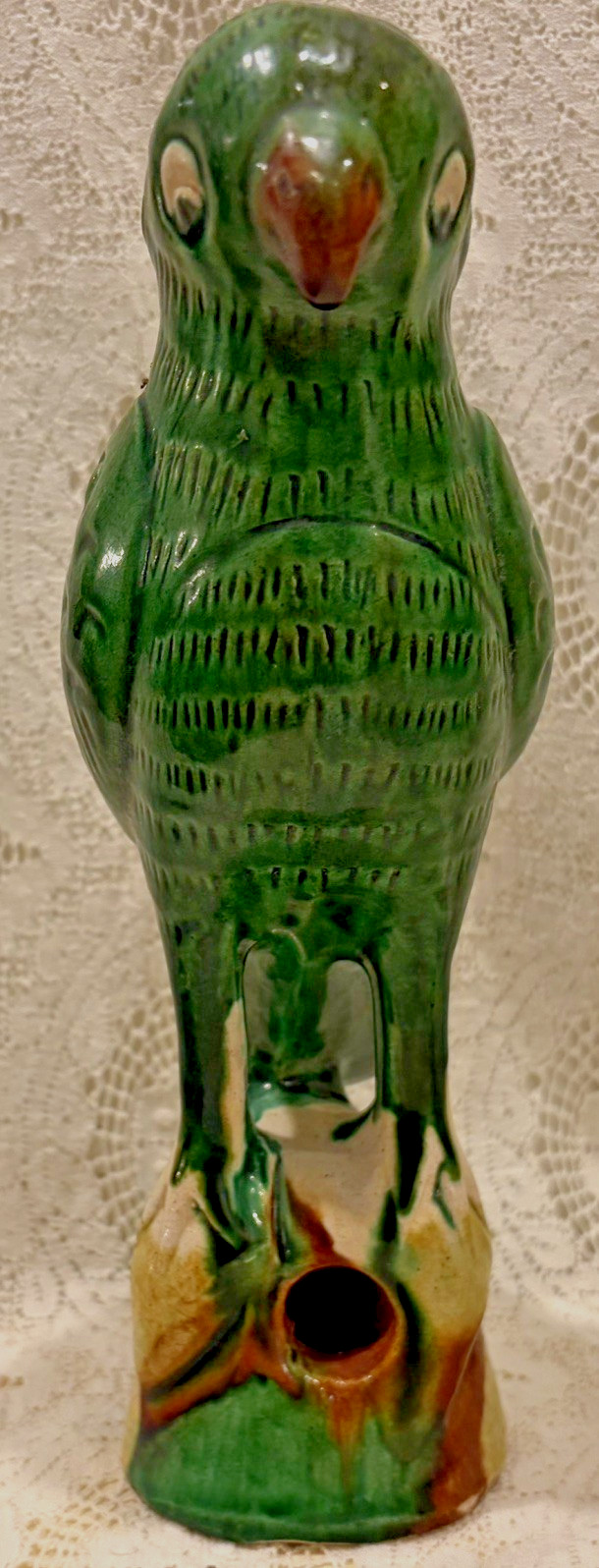 Antique 19th Century Chinese Glazed Pottery Dynasty Green Parrot 8.5 Antique 19th Century Chinese Glazed Pottery Dynasty Green Parrot 8.5