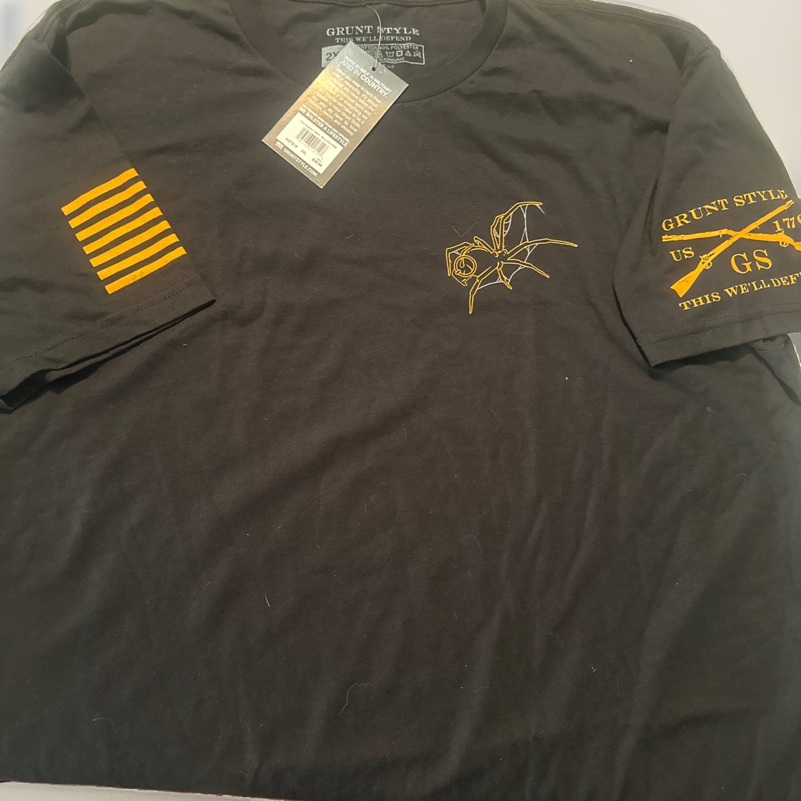 Grunt Style Patriotic USA Spider Graphic Tee Black Crew Neck Men S-4XL Halloween