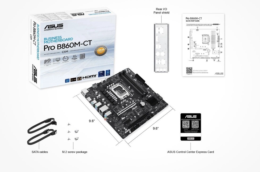 ASUS PRO B860M-CT-CSM Intel B860 (LGA 1851) mATX Motherboard, PCIe 5.0, DDR5, 2x ASUS PRO B860M-CT-CSM Intel B860 (LGA 1851) mATX Motherboard, PCIe 5.0, DDR5, 2x