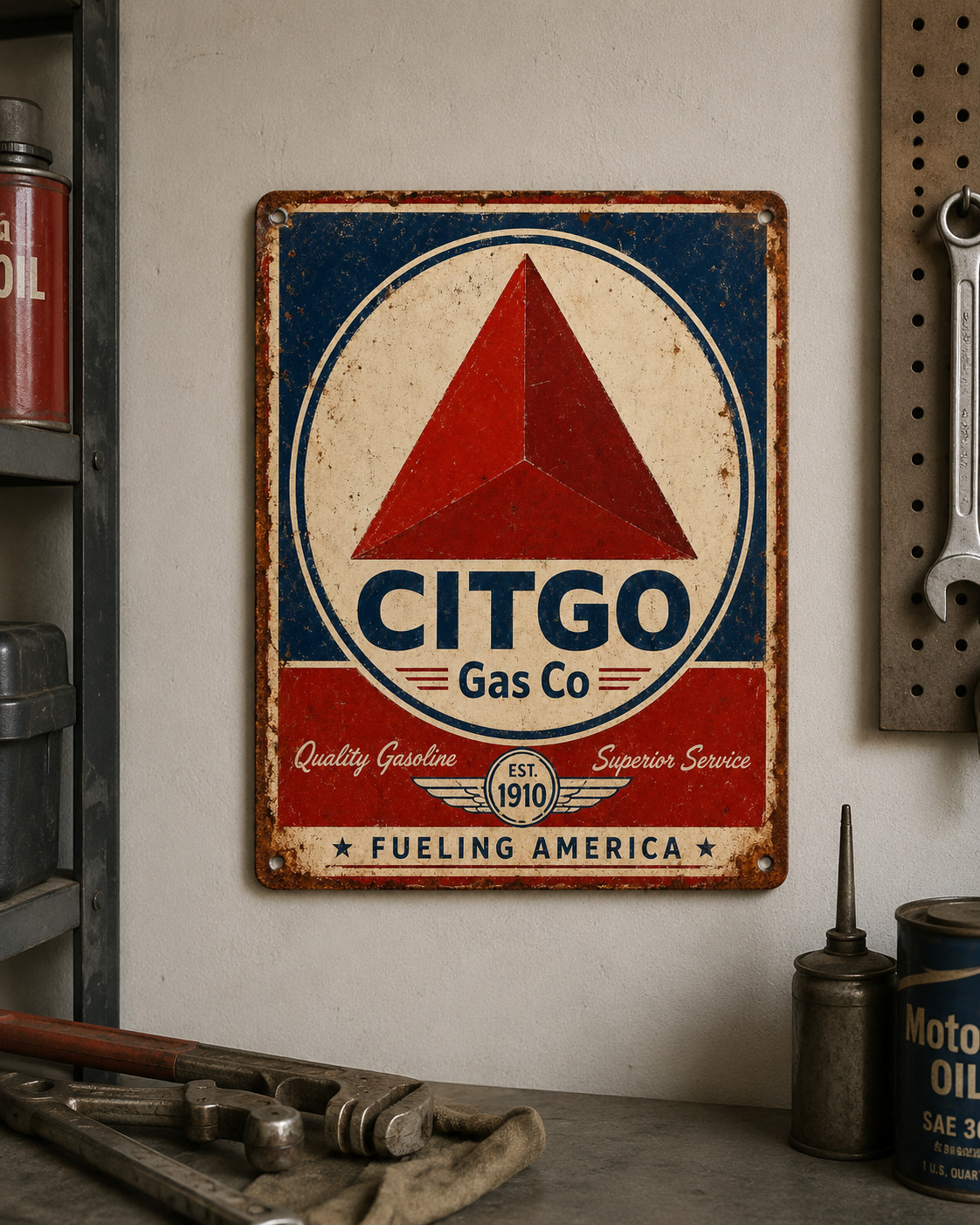 Vintage Look Citgo Oil Gas Sign - 10x14 PVC with Holes for Hanging Vintage Look Citgo Oil Gas Sign - 10x14 PVC with Holes for Hanging