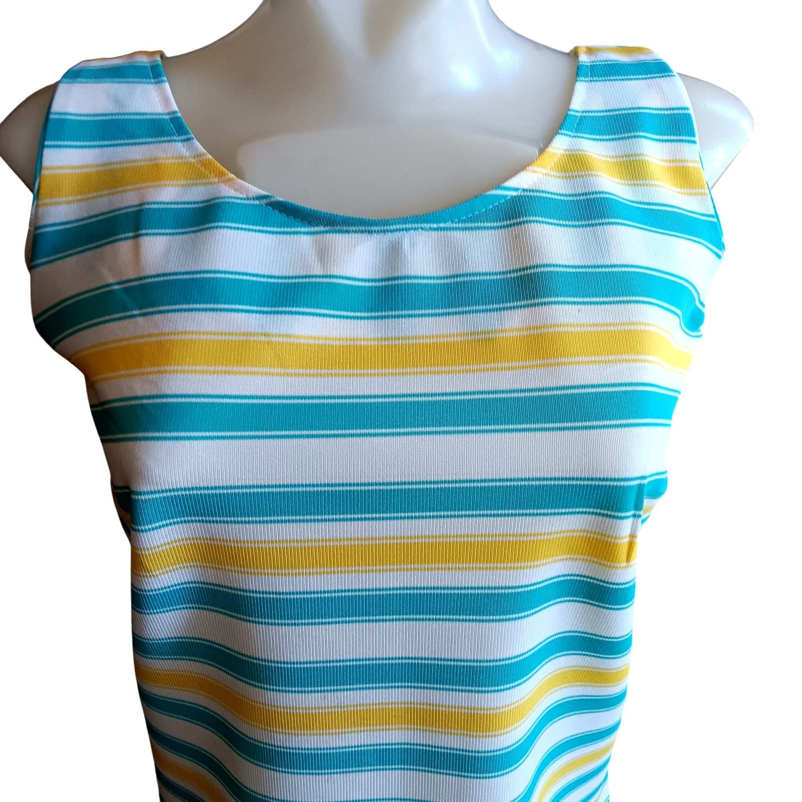 True Vintage Tank Top Single Stitch Medium Pykettes 1970\'s Striped Sleeveless 