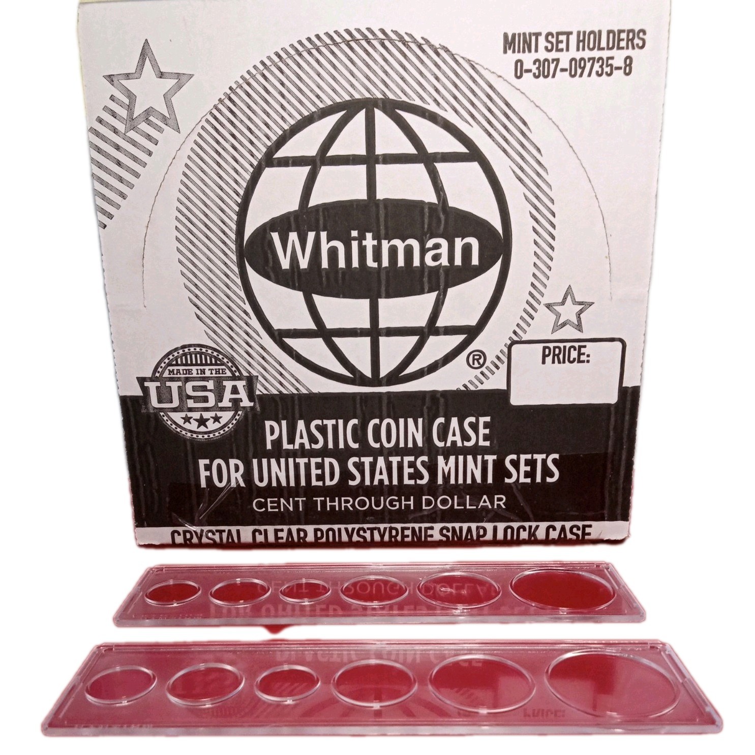 Lot of 2 Whitman 6 Coin Set Holder 1c, 5c, 10c, 25c, Half & large dollar coin.