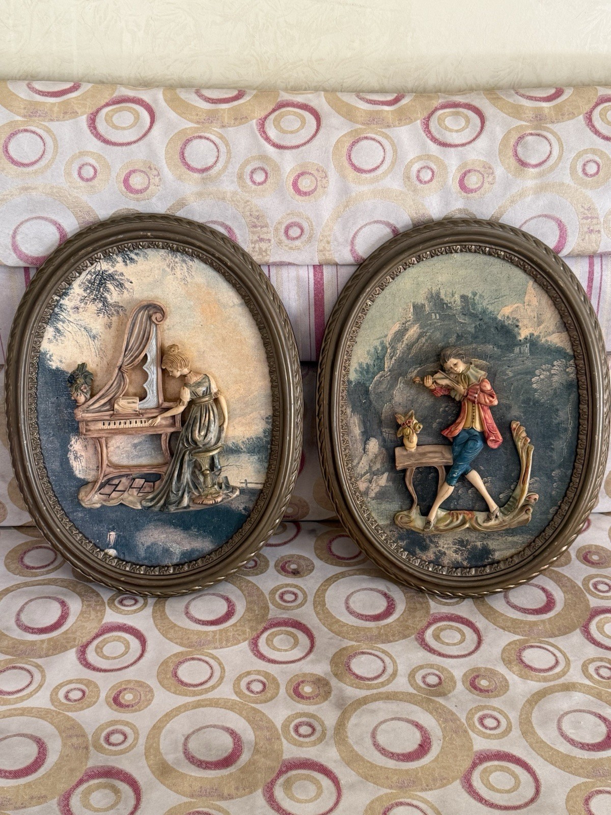 Set of 2 Vintage Italian 3D Wall Art