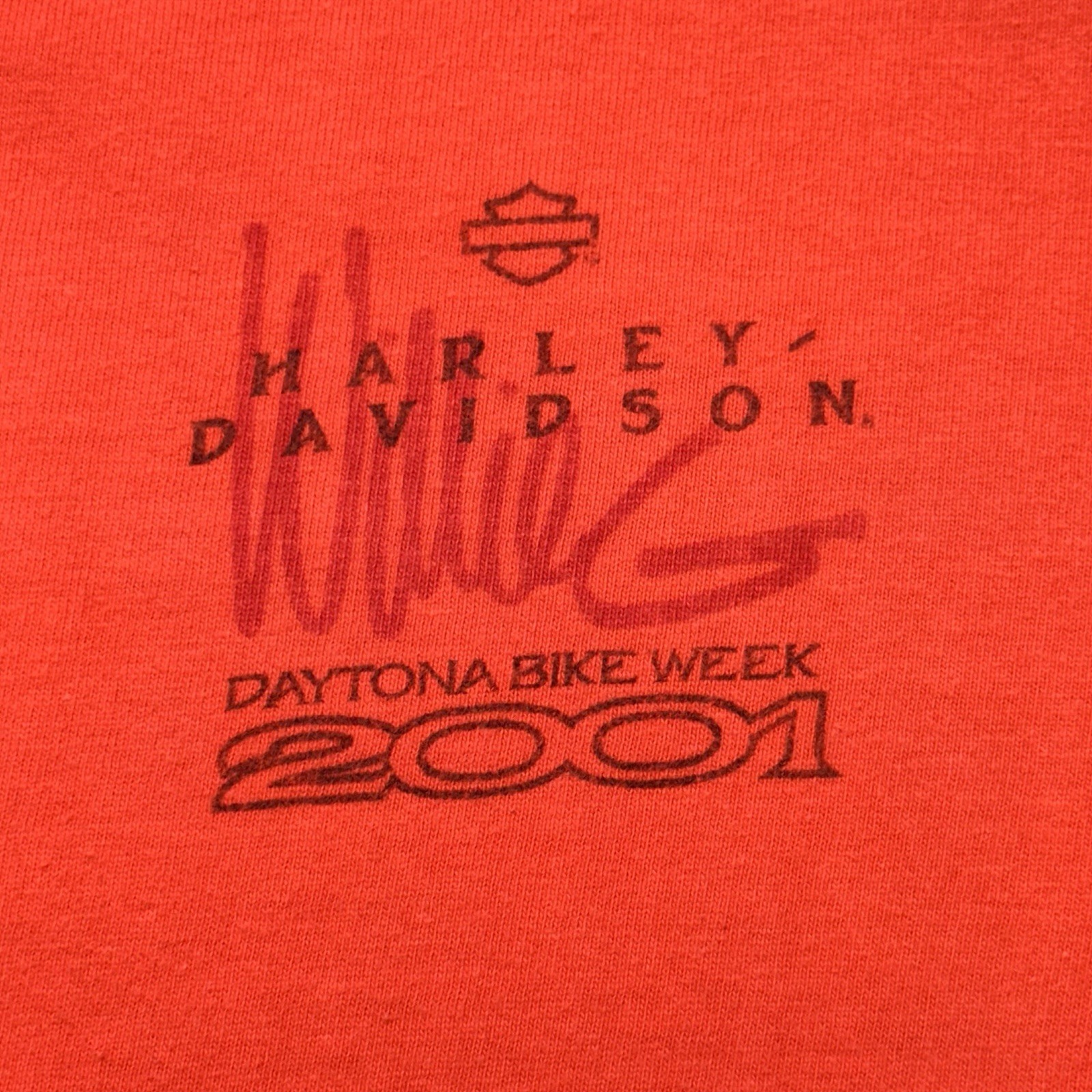 Vintage 2001 Harley Davidson Daytona Bike Week XL Shirt Willie G Orange See Note