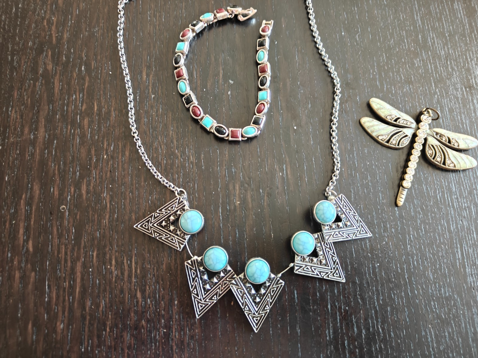 Vintage Style Mixed Jewelry Lot Necklace Bracelet Dragonfly Pendant Turquoise Lo Vintage Style Mixed Jewelry Lot Necklace Bracelet Dragonfly Pendant Turquoise Lo