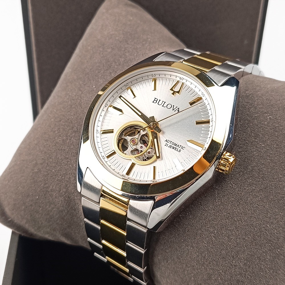 Men's Bulova Surveyor 98A284 Silver-Gold Dial Two-Tone Stainless Automatic Watch