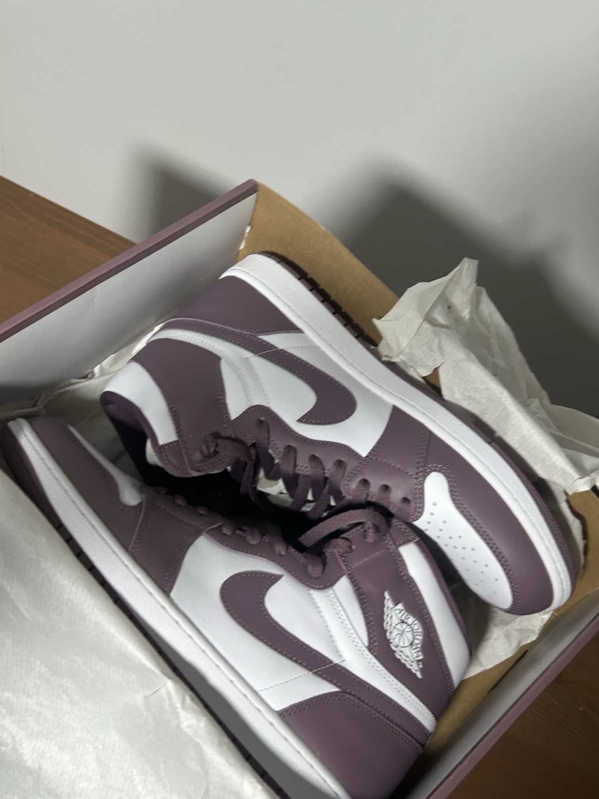 Nike Air Jordan 1 Mid Purple White Sneakers Size 13 New with Box Nike Air Jordan 1 Mid Purple White Sneakers Size 13 New with Box