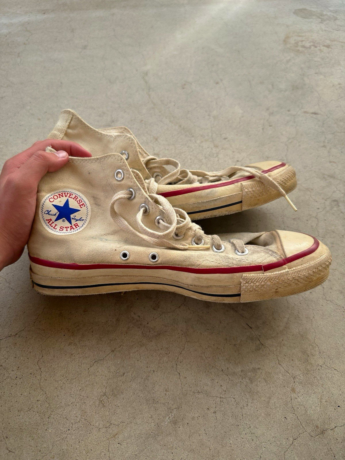 Vintage late 70s-early 80s made in USA converse white high top men size 9 Vintage late 70s-early 80s made in USA converse white high top men size 9