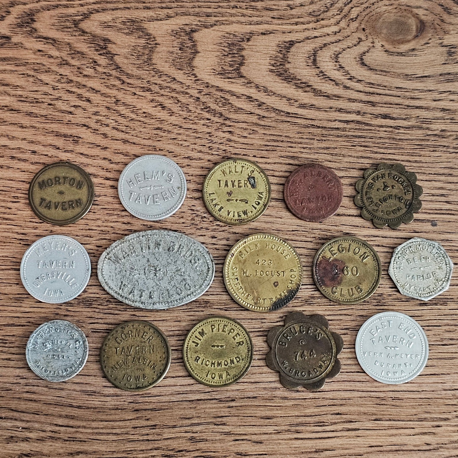 Iowa Trade Token Lot - Waterloo, Dysart, Solon, Goldfield, Lawton, New Albin,... Iowa Trade Token Lot - Waterloo, Dysart, Solon, Goldfield, Lawton, New Albin,...