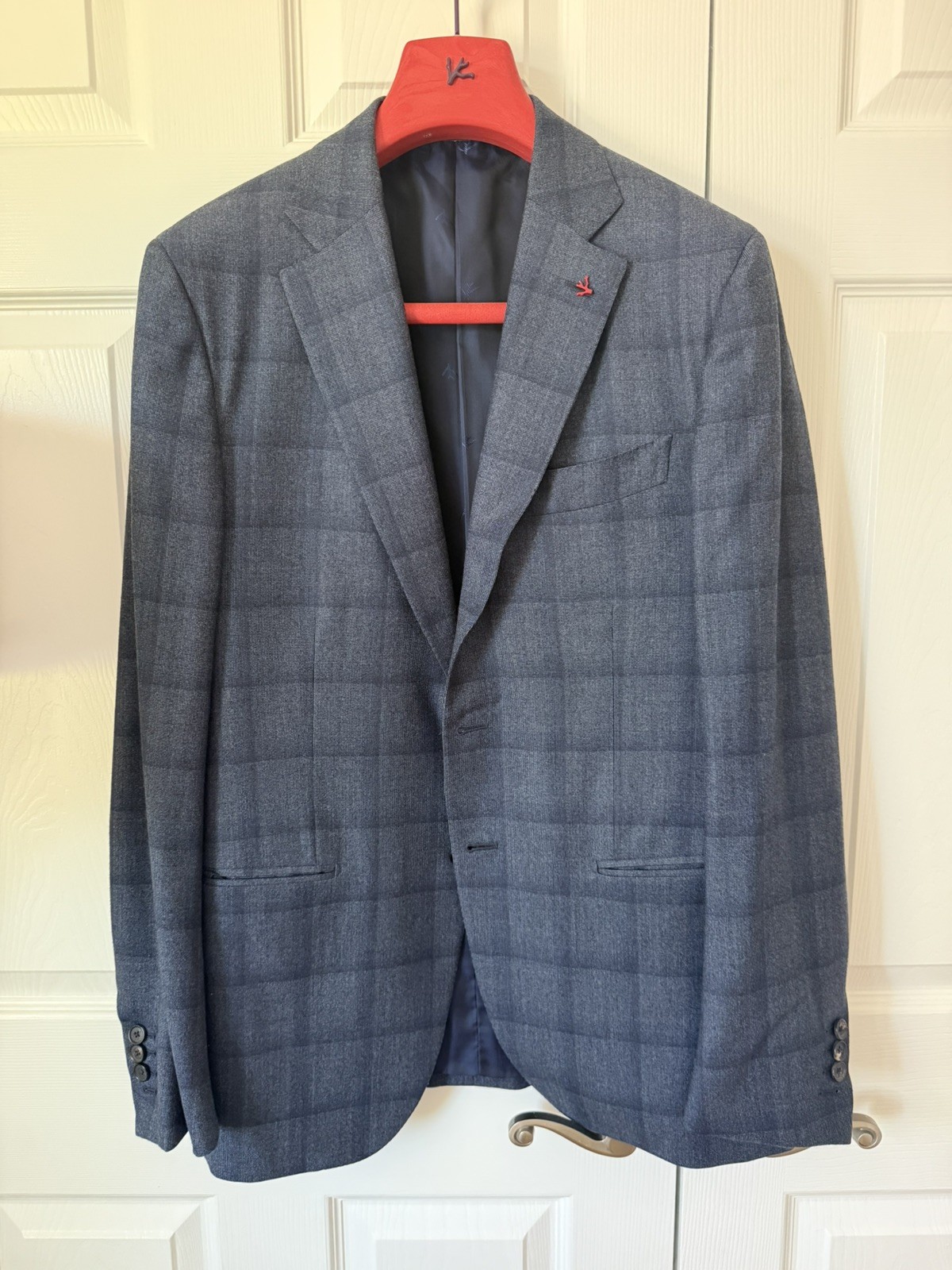 Isaia Napoli Windowpane Wool Suit — Size 52/8R (US 42R)
