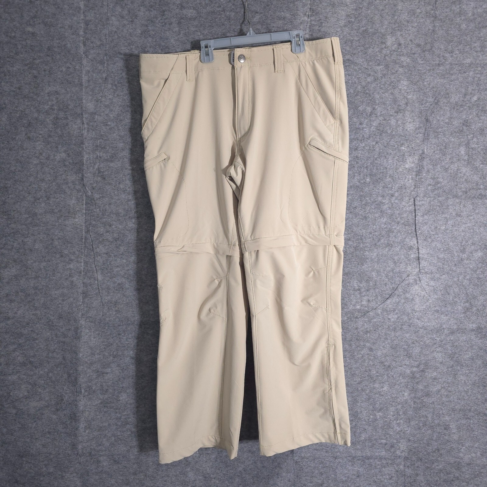 Ascend Convertible Pants Men Brown Outdoor Hiking Pocket Nylon Stretch Roll Up