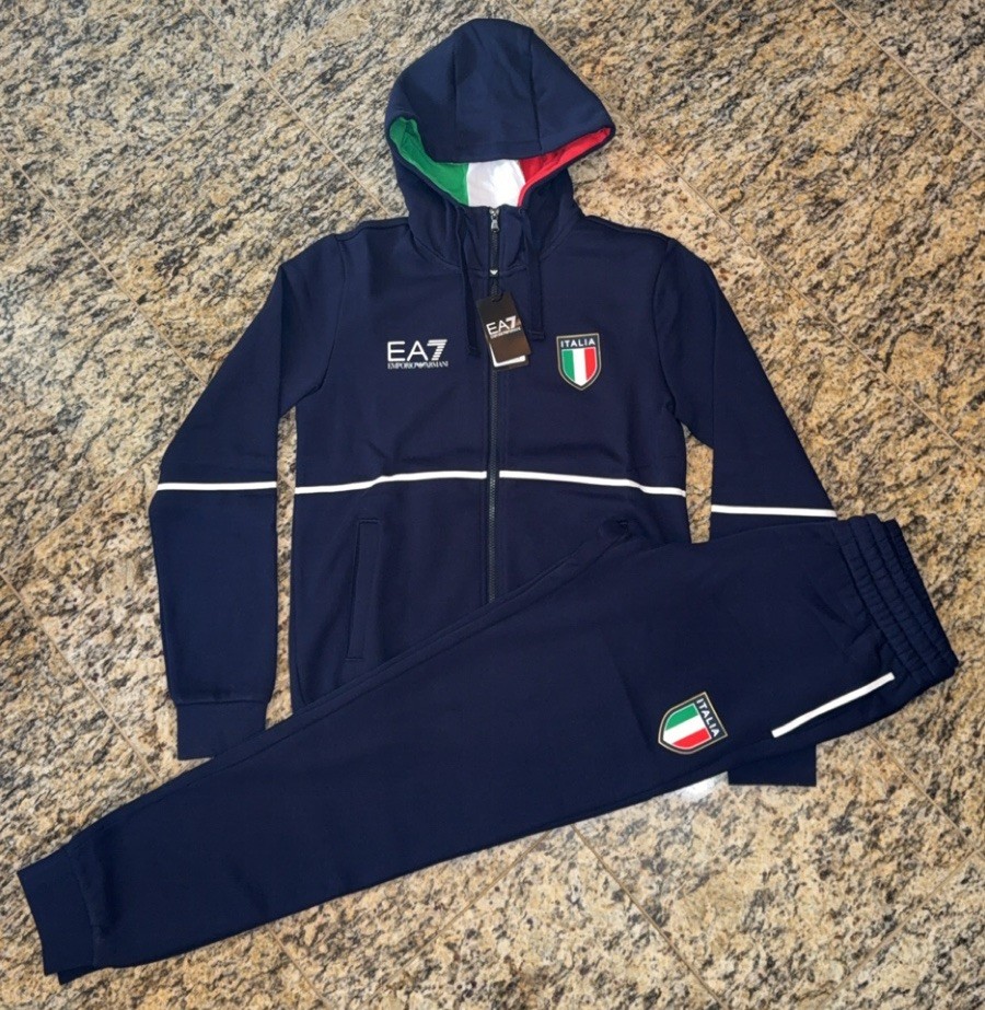EMPORIO ARMANI EA7 $345 Men's ITALY WORLD CUP Tracksuit Jacket Jogger Pants NEW
