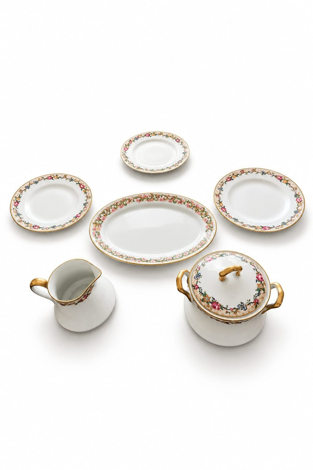 Antique Limoges 6pc Serving Set Haviland Charles Ahrenfeldt Floral France